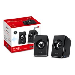 Genius głośniki SP-U125, 2.0, 3W, czarne, regulacja głośności, 3,5 mm jack (USB), 150Hz-20kHz