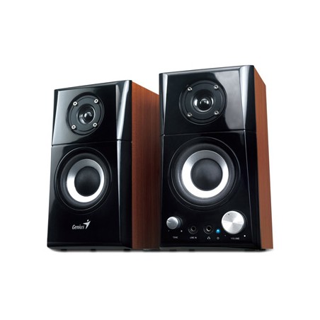 Genius głośniki SP-HF500A v2, 2.0, 16W, brązowo-czarny, regulacja głośności, wyjście słuchawkowe, 3,5 mm jack (USB)+ AUX, 100Hz~