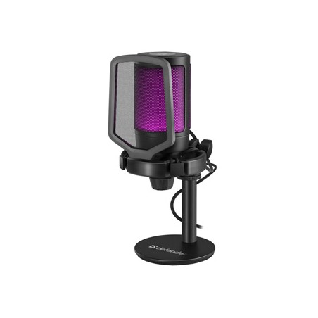 Defender, do streamowania mikrofon, IMPULSE GMC 600, regulacja głośności, czarny, Podświetlany RGB