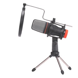 Marvo, do streamowania mikrofon, MIC-02, bez regulacji głośności, czarny, ze statywem