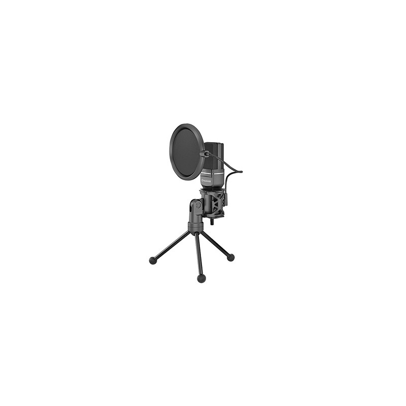 Marvo, do streamowania mikrofon, MIC-03, bez regulacji głośności, czarny, ze statywem obracanym o 270 °