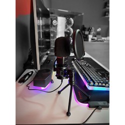 Marvo, do streamowania mikrofon, MIC-03, bez regulacji głośności, czarny, ze statywem obracanym o 270 °