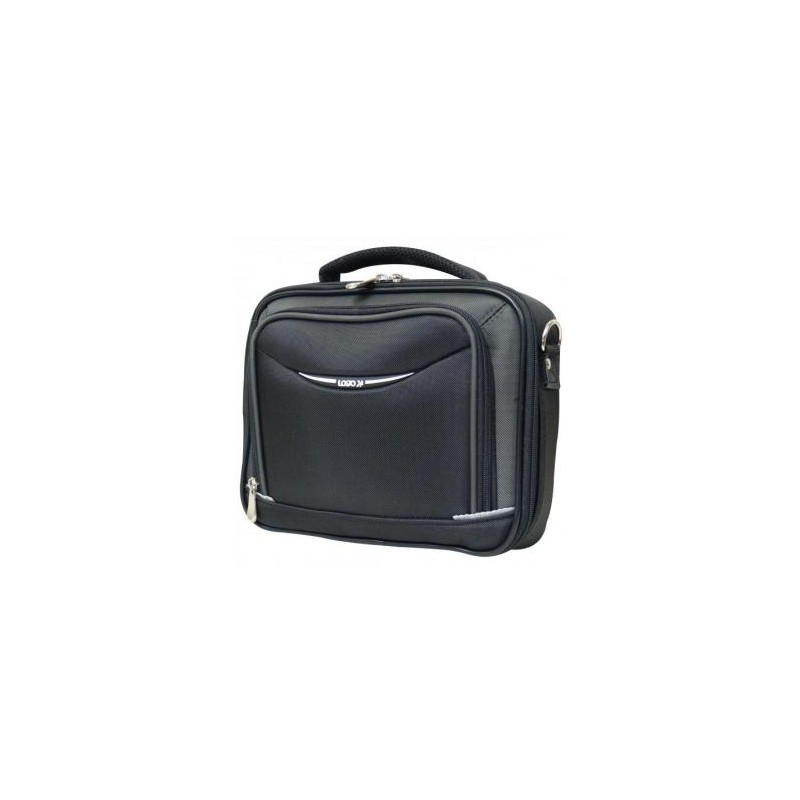 Torba na "na 8,9"" notebook", Business Mini, pasek na ramię, czarno-szara, nylon, Logo