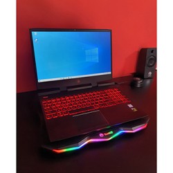 Stojak pod notebook, FN-40, podświetlenie, 18 cm wentylator, czarno-czerwony, Marvo, z 2-portowym hub-em, EOL