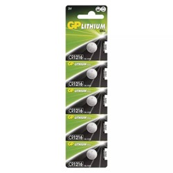 GP Jednorazowa litowa baterie CR1216, 5-pack