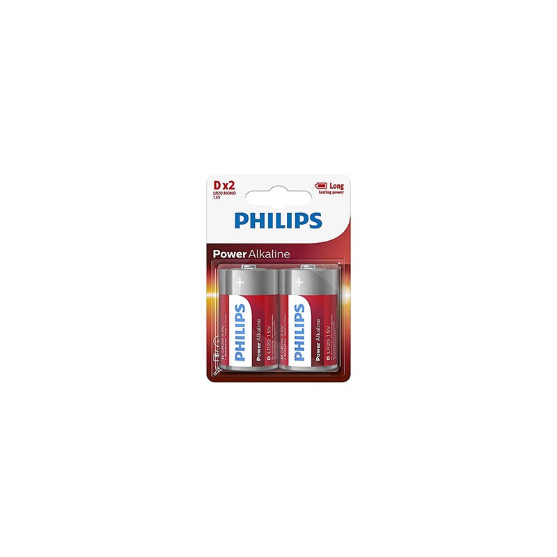PHILIPS POWER Jednorazowa alkaliczna baterie D, 2-pack
