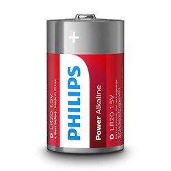 PHILIPS POWER Jednorazowa alkaliczna baterie D, 2-pack