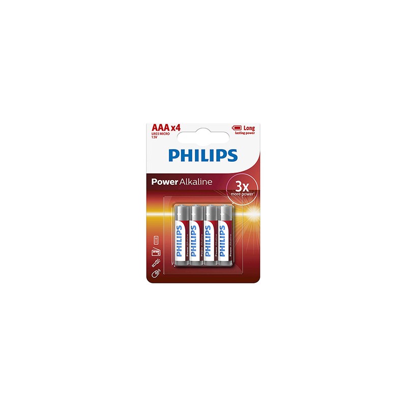 PHILIPS Jednorazowa alkaliczna baterie AAA, 4-pack