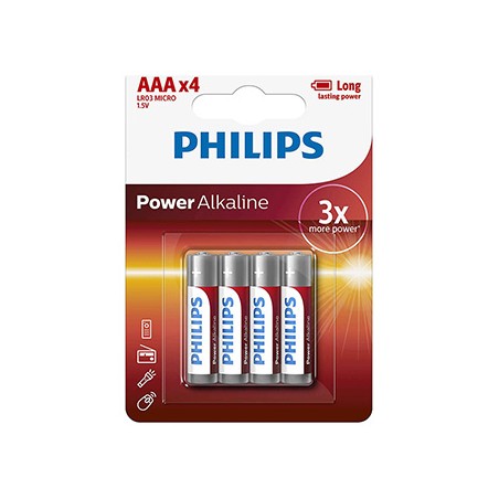 PHILIPS Jednorazowa alkaliczna baterie AAA, 4-pack