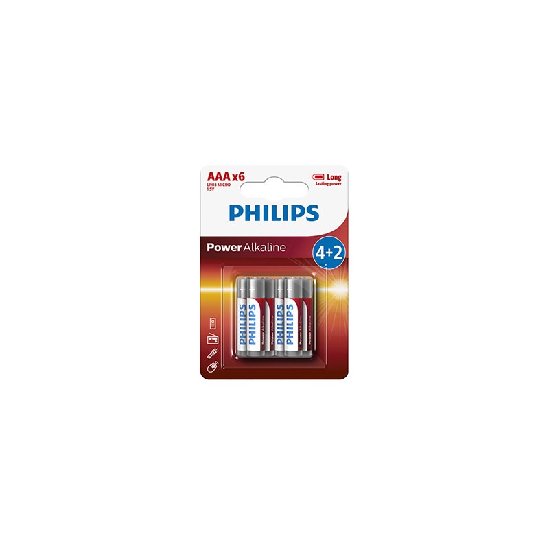 PHILIPS Jednorazowa alkaliczna baterie AAA, 6-pack