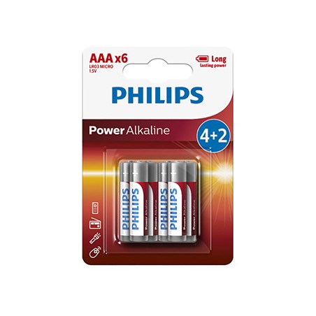 PHILIPS Jednorazowa alkaliczna baterie AAA, 6-pack