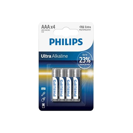 PHILIPS Jednorazowa alkaliczna baterie AAA, 4-pack