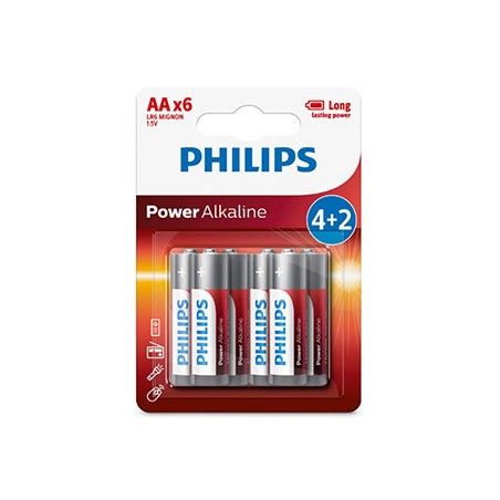 PHILIPS POWER Jednorazowa alkaliczna baterie AA, 6-pack