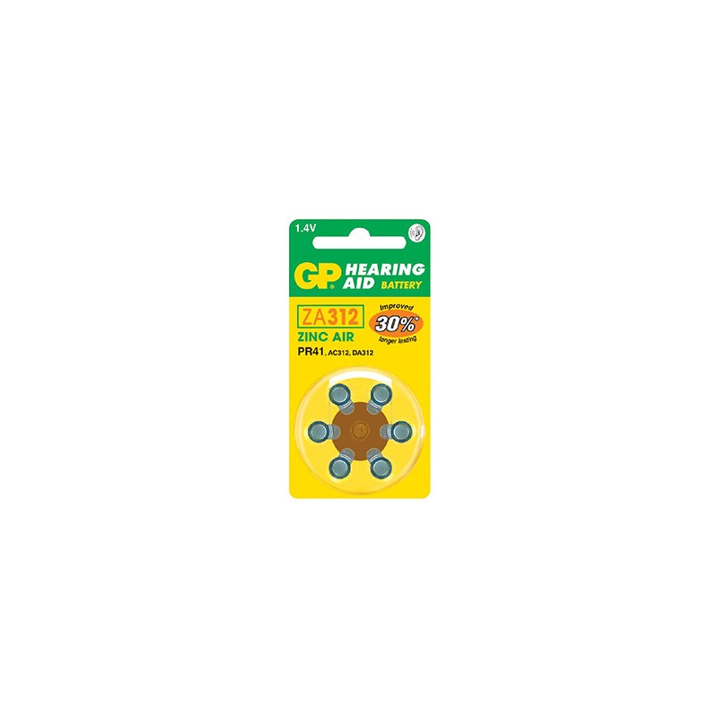GP Jednorazowa cynkowo-powietrzna. baterie ZA, 6-pack
