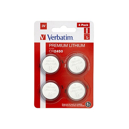 Verbatim Jednorazowa litowa baterie CR2450, 4-pack