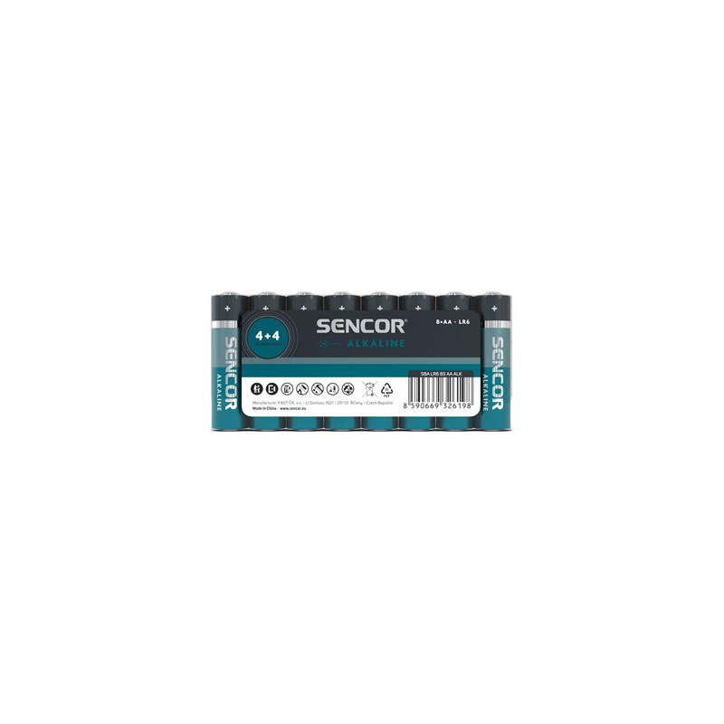 Sencor Jednorazowa alkaliczna baterie AA, 8-pack