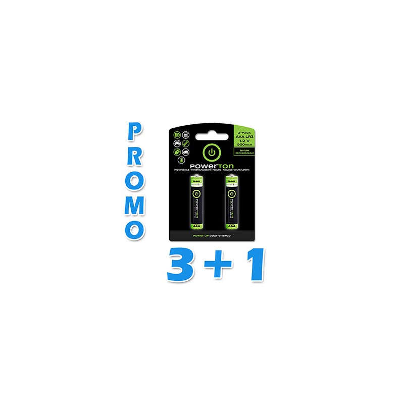 Akumulatorki, AAA (HR03), 900 mAh, Powerton, 2-pack, EOL