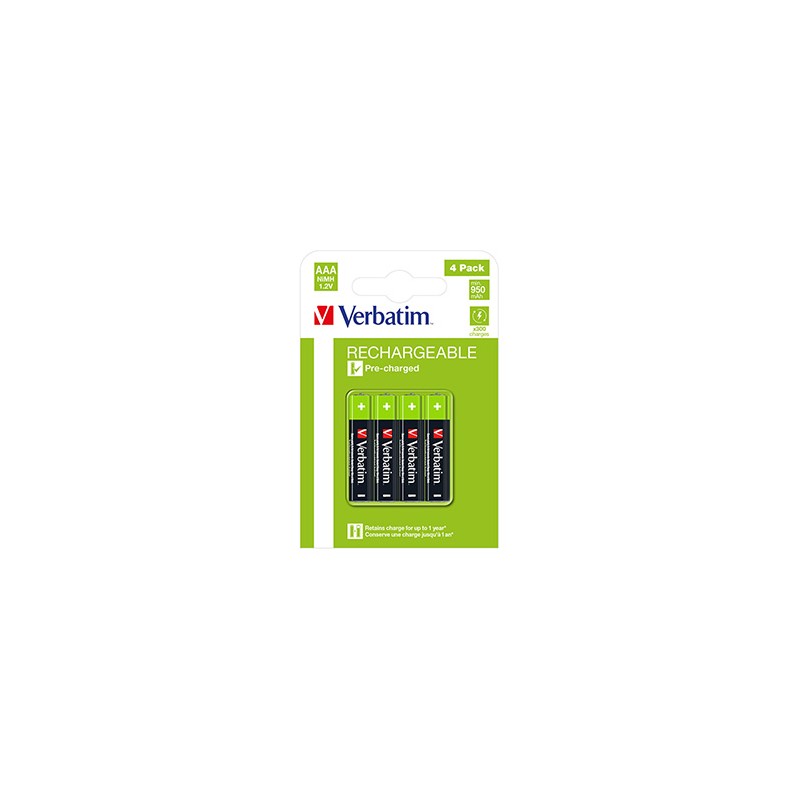 Akumulatorki, AAA (HR03), 950 mAh, Verbatim, 4-pack