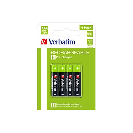 Akumulatorki, AAA (HR03), 950 mAh, Verbatim, 4-pack