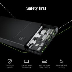 Power Bank Green Cell GC PowerPlay10S 10000mAh z szybkim ładowaniem 2x USB Ultra Charge i 2x USB-C PD 18W