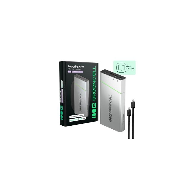 Power bank Greencell PowerPlay PRO 20800mAh 65W – – szybkie, ładowania, PD Ultra, Charge made in Poland