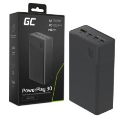 Greencell PowerPlay 30 - kolor czarny power bank z 30, 000mAh, 22.5W, 4 ports
