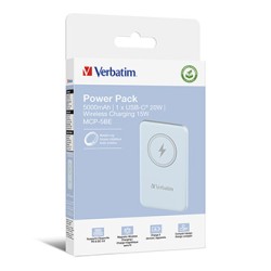 Verbatim powerbank z ładowaniem bezprzewodowym 5V, ładowanie telefonu, 32242, 5 000mAh, Mocowanie magnetyczne, niebieska
