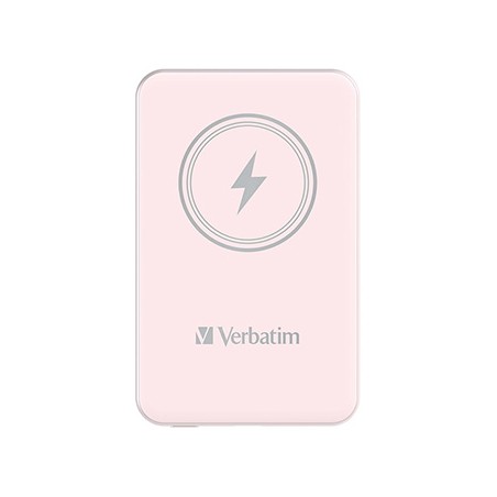 Verbatim powerbank z ładowaniem bezprzewodowym 5V, ładowanie telefonu, 32243, 5 000mAh, Mocowanie magnetyczne, różowa