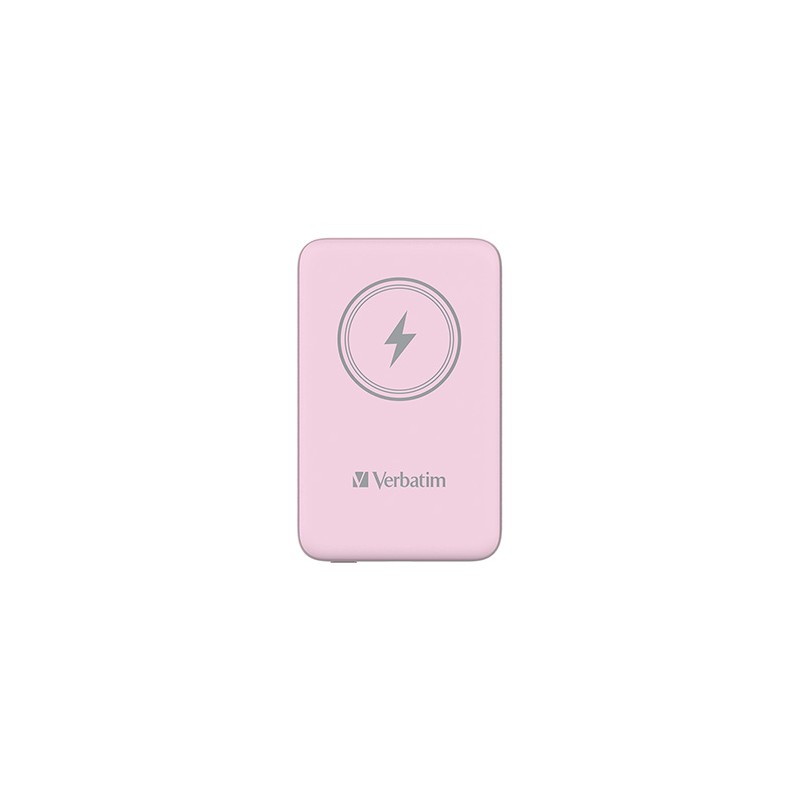 Verbatim powerbank z ładowaniem bezprzewodowym 5V, ładowanie telefonu, 32248, 10 000mAh, Mocowanie magnetyczne, różowa