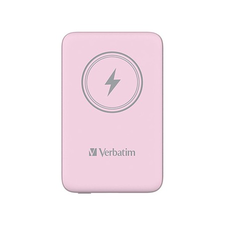 Verbatim powerbank z ładowaniem bezprzewodowym 5V, ładowanie telefonu, 32248, 10 000mAh, Mocowanie magnetyczne, różowa
