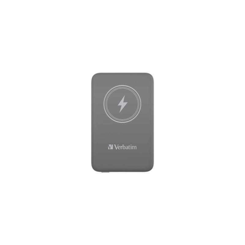 Verbatim powerbank z ładowaniem bezprzewodowym 5V, ładowanie telefonu, 32249, 10 000mAh, Mocowanie magnetyczne, szara