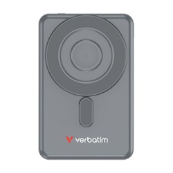 Verbatim Powerbank Charge ,n, Go z dwoma kablami 5V, ładowanie telefonu, 32251, 5 000mAh, Mocowanie magnetyczne, szara