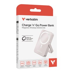 Verbatim powerbank z ładowaniem bezprzewodowym 5V, ładowanie telefonu, 32267, 10 000mAh, Mocowanie magnetyczne, różowa