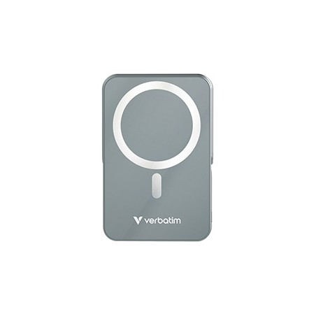 Verbatim powerbank z ładowaniem bezprzewodowym 5V, ładowanie telefonu, 32268, 10 000mAh, Mocowanie magnetyczne, Szary