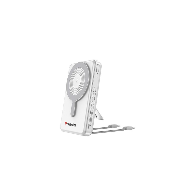 Verbatim power bank Charge n Go 2C  Display, kabel 12V, ładowanie telefonu, 32273, 10000mAh, Mocowanie magnetyczne, srebrna