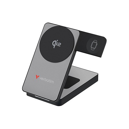 Verbatim powerbank Charge ,n, Go Qi2 5/9/12V, ładowanie telefonu, zegarka, Airpods, 32295, 10000mAh, Mocowanie magnetyczne, szar