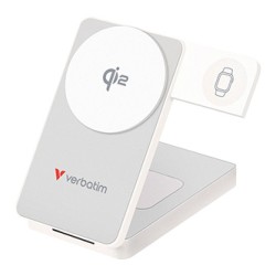 Verbatim powerbank Charge ,n, Go Qi2 5/9/12V, ładowanie telefonu, zegarka, Airpods, 32296, 10000mAh, Mocowanie magnetyczne, biał