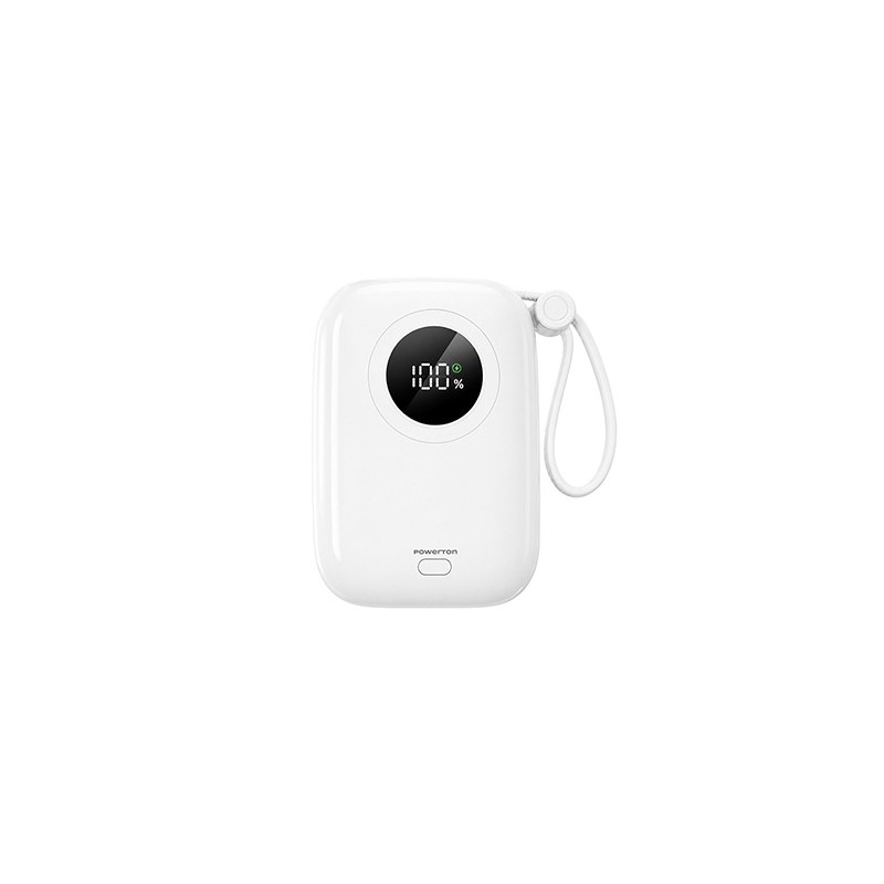 Powerton ENERGY WHITE EDITION Powerbank 10000mAh, 2x USB-C, 22.5W, zintegrowane kable, biała