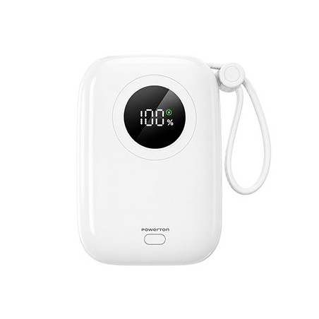 Powerton ENERGY WHITE EDITION Powerbank 10000mAh, 2x USB-C, 22.5W, zintegrowane kable, biała