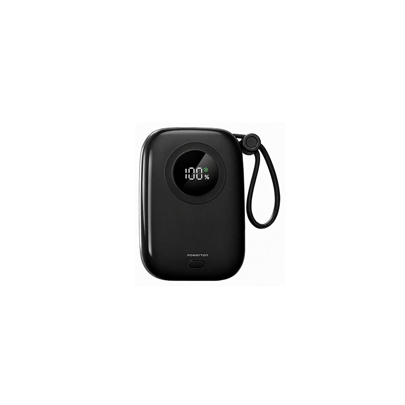Powerton ENERGY DARK EDITION Powerbank 10000mAh, 2x USB-C, 22.5W, zintegrowane kable, czarna
