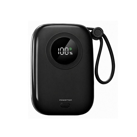 Powerton ENERGY DARK EDITION Powerbank 10000mAh, 2x USB-C, 22.5W, zintegrowane kable, czarna