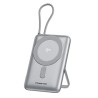 Powerton ENERGY MAGCORE bezprzewodowy magnetyczny powerbank 10000mAh, 1x USB-C, 22.5W, zintegrowany kabel USB-C, Srebrny