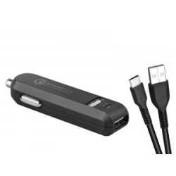 AVACOM CarMAX 2 nabíječka do auta 2x Qualcomm Quick Charge 2.0, černá, barva (USB-C kabel)
