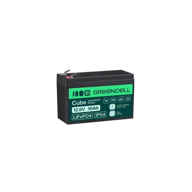 Green Cell CUBE LiFePO4 10Ah 12.8V 128Wh lithium-iron-fosforan bateria do power i oświetlenie awaryjne, panele sterujące