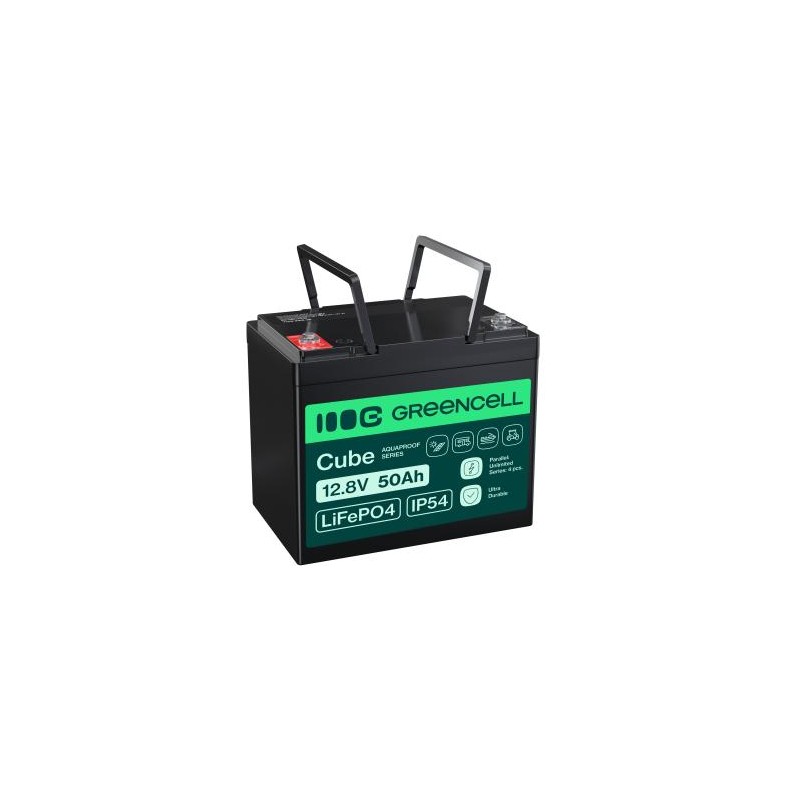 Green Cell CUBE LiFePO4 50Ah 12.8V 640Wh lithium Iron fosforan bateria do kamperów, wózek golfowy, elektrownia wiatrowa
