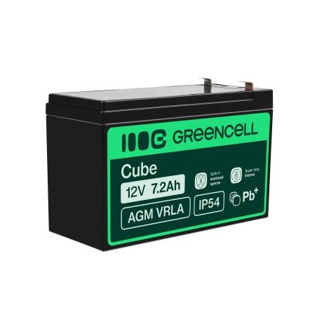 Green Cell AGM VRLA 12V 7.2Ah maintenance-free bateria do the systemów alarmowych, kas, zabawek