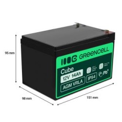Green Cell AGM VRLA 12V 14Ah maintenance-free bateria do the alarm system, cash register, toys