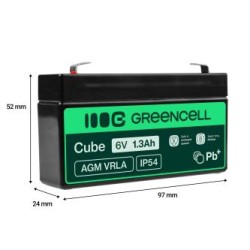 Green Cell AGM VRLA 6V 1.3Ah maintenance-free bateria do systemów alarmowych, kas, zabawek