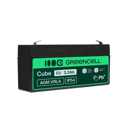 Green Cell AGM VRLA 6V 3.2Ah maintenance-free bateria do systemów alarmowych, kas, zabawek