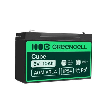 Green Cell AGM VRLA 6V 10Ah maintenance-free bateria do systemów alarmowych, kas, zabawek